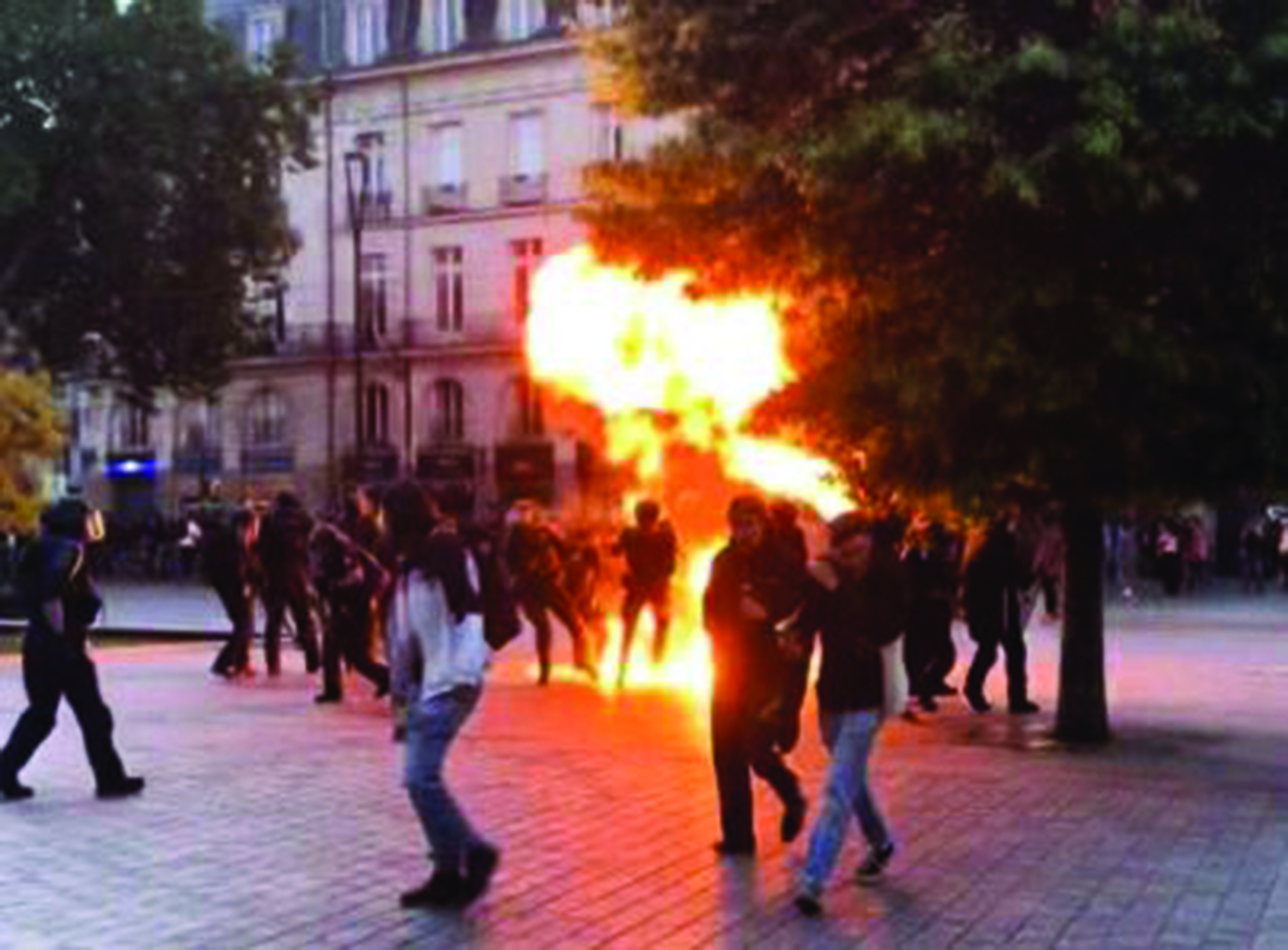 French rioters started fires and attacked police with fireworks